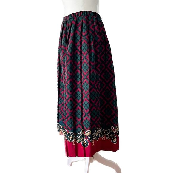 Vintage Leslie Fay luxe print pleated pull on midi skirt size 16 XL - Picture 3 of 8